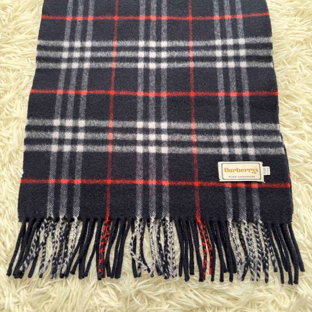 専用Burberrysバーバリーノバチェック カシミヤ100 マフラー ネイビー