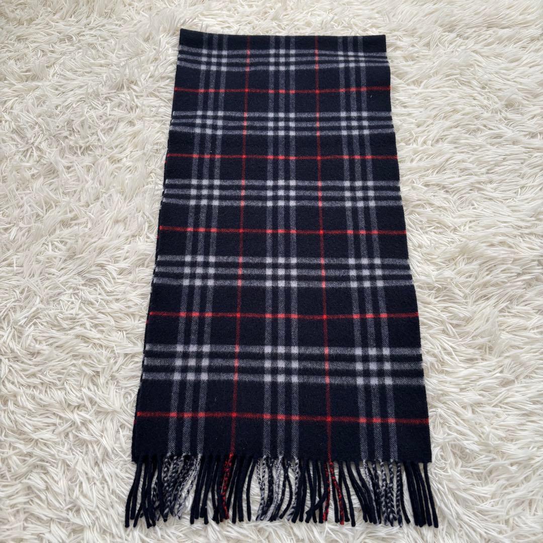 専用Burberrysバーバリーノバチェック カシミヤ100 マフラー ネイビー