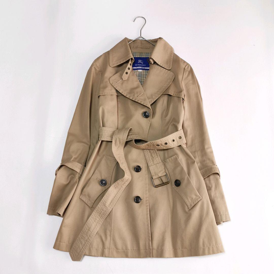 バーバリーブルーレーベル トレンチコート ベルト ノバチェック 40 ベージュ