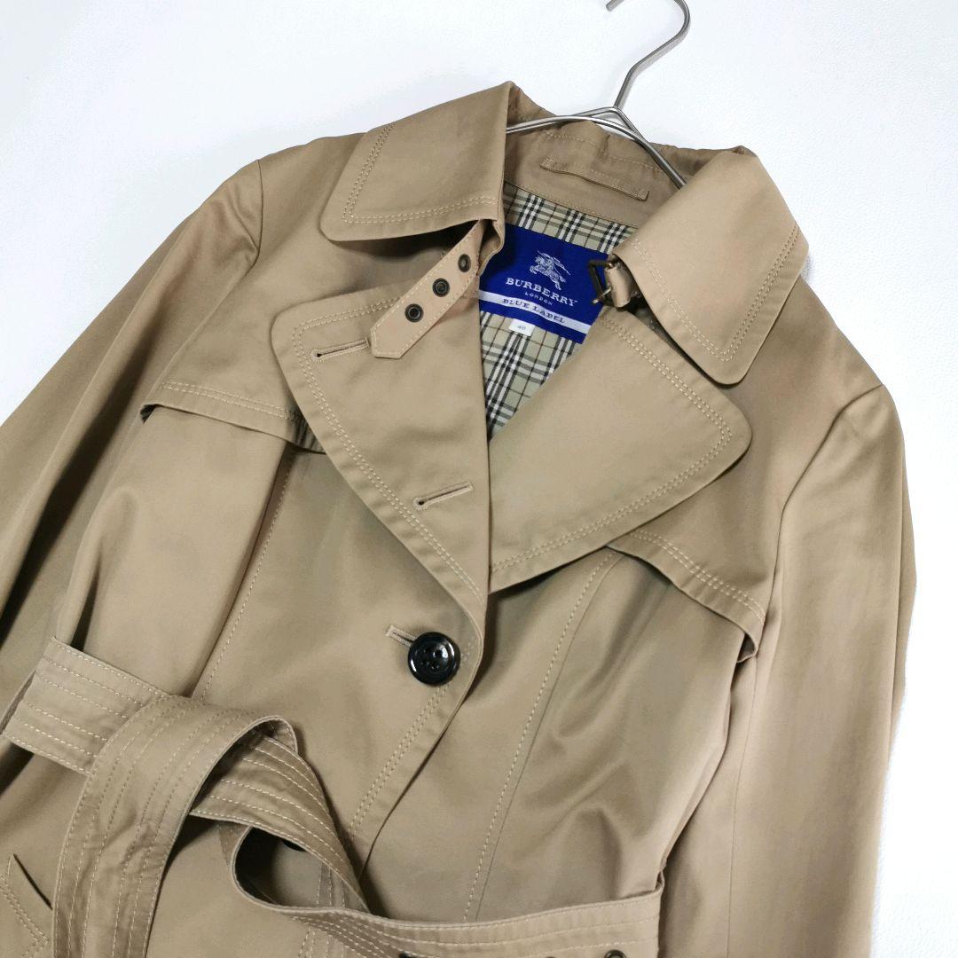 バーバリーブルーレーベル トレンチコート ベルト ノバチェック 40 ベージュ