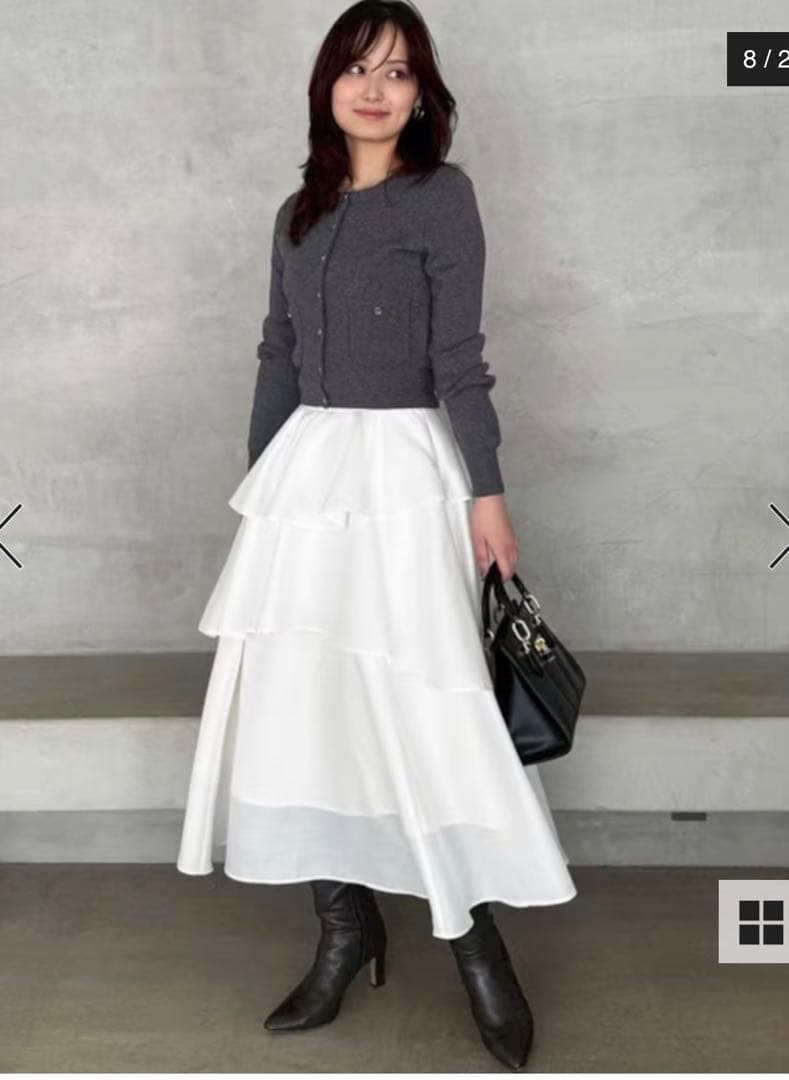 SNIDEL Sustainableニットカーデ×ティアードスカートセット