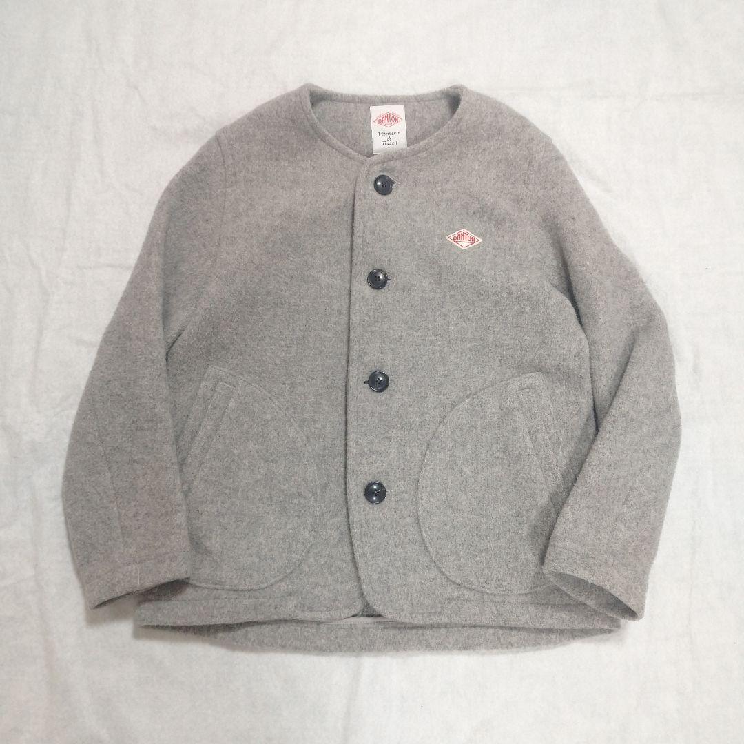 DANTON ダントン ウールモッサ ノーカラージャケット 34 グレー