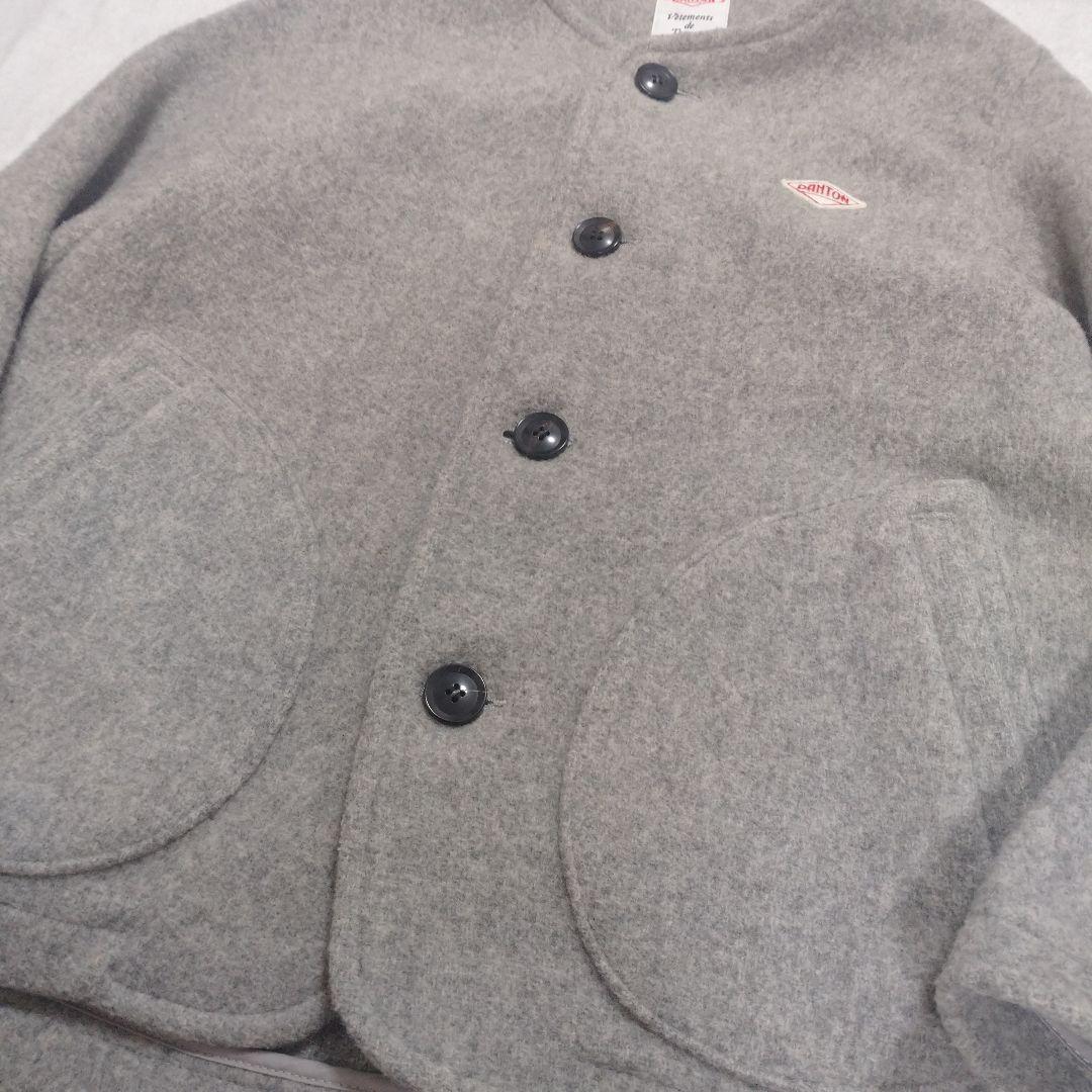 DANTON ダントン ウールモッサ ノーカラージャケット 34 グレー