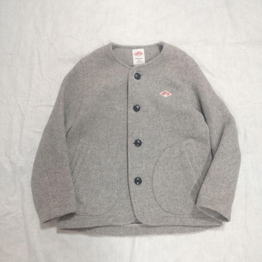 DANTON ダントン ウールモッサ ノーカラージャケット 34 グレー