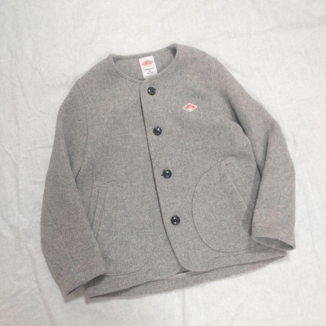 DANTON ダントン ウールモッサ ノーカラージャケット 34 グレー