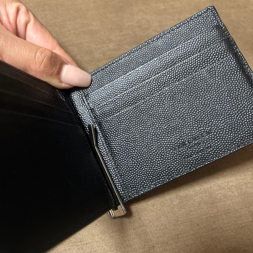 サンローラン　黒いレザーマネークリップ