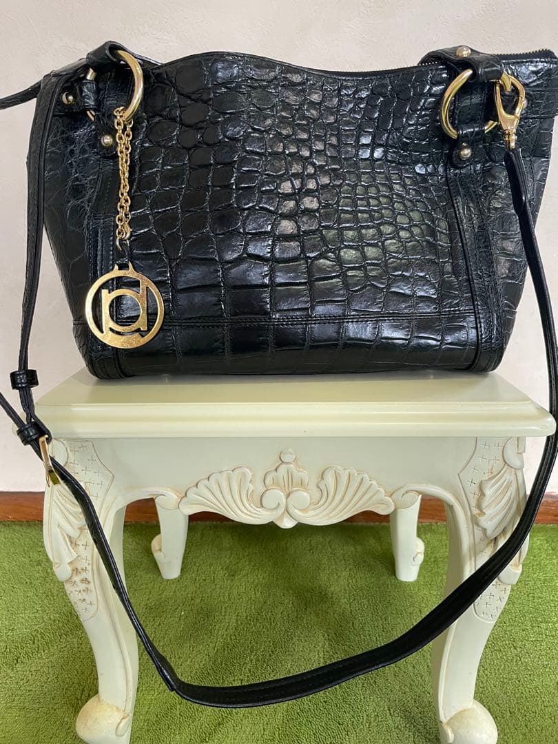 ブラック クロコダイル　ボーグラン　JRA ショルダーバッグ　ハンドバッグ