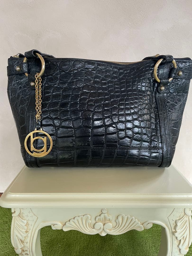 ブラック クロコダイル　ボーグラン　JRA ショルダーバッグ　ハンドバッグ