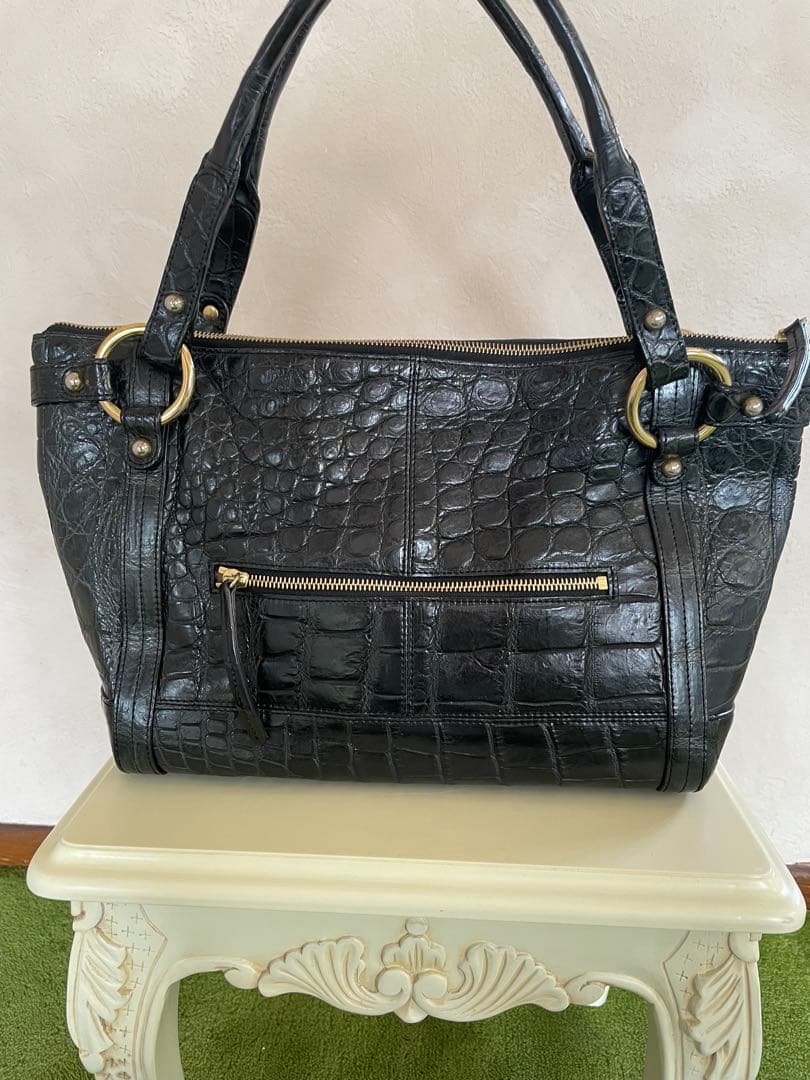 ブラック クロコダイル　ボーグラン　JRA ショルダーバッグ　ハンドバッグ