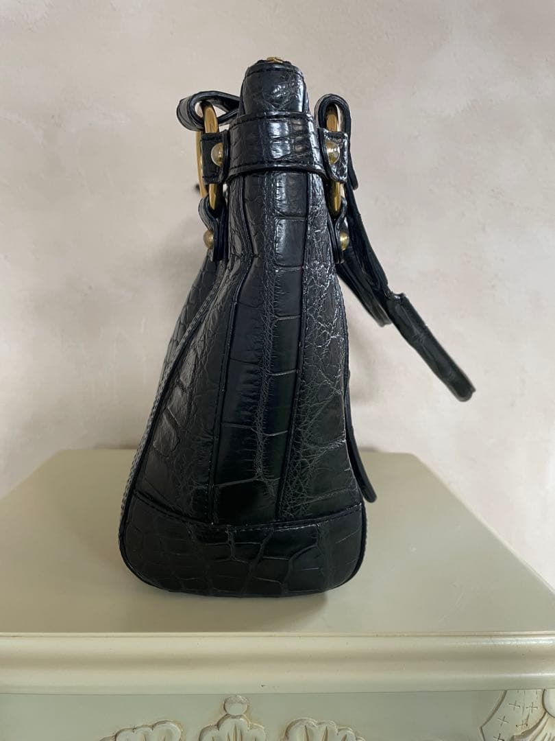 ブラック クロコダイル　ボーグラン　JRA ショルダーバッグ　ハンドバッグ