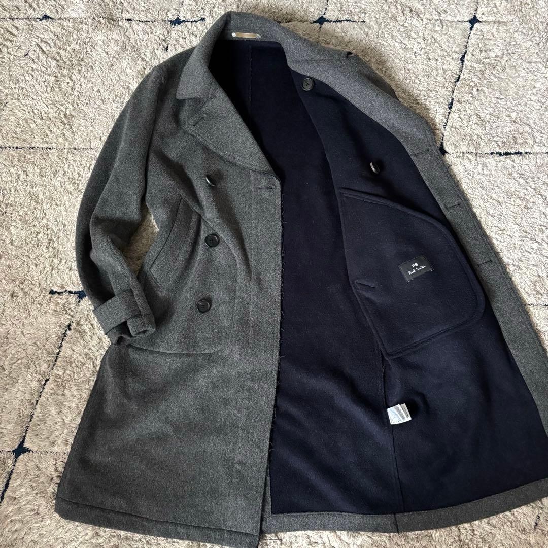 ポールスミス　ウールコート　ロングコート　ダブル　グレー　灰色　Ｌ
