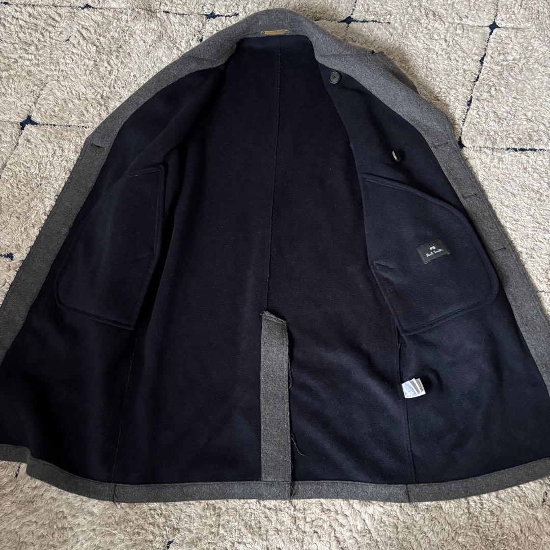 ポールスミス　ウールコート　ロングコート　ダブル　グレー　灰色　Ｌ