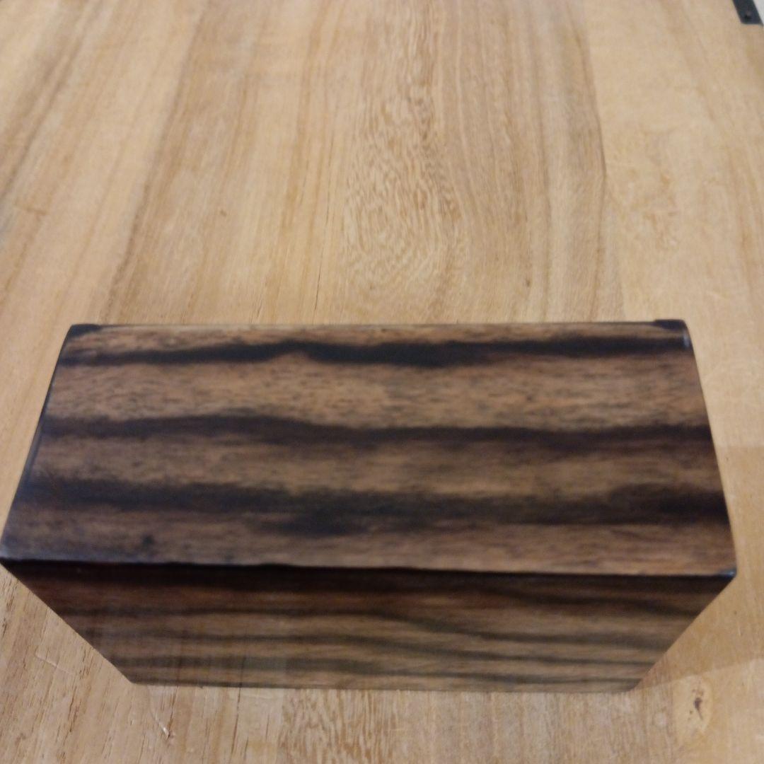 銘木黒柿　孔雀杢、縞黒　名刺入れ、小物入れ