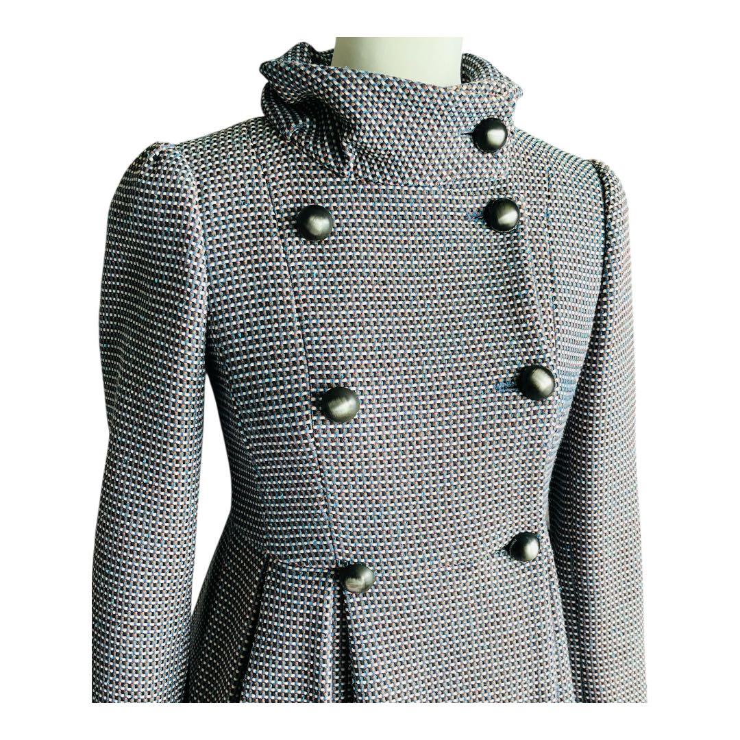 EMPORIO ARMANI 美ラインツイード風コート ロング　38 襟２way