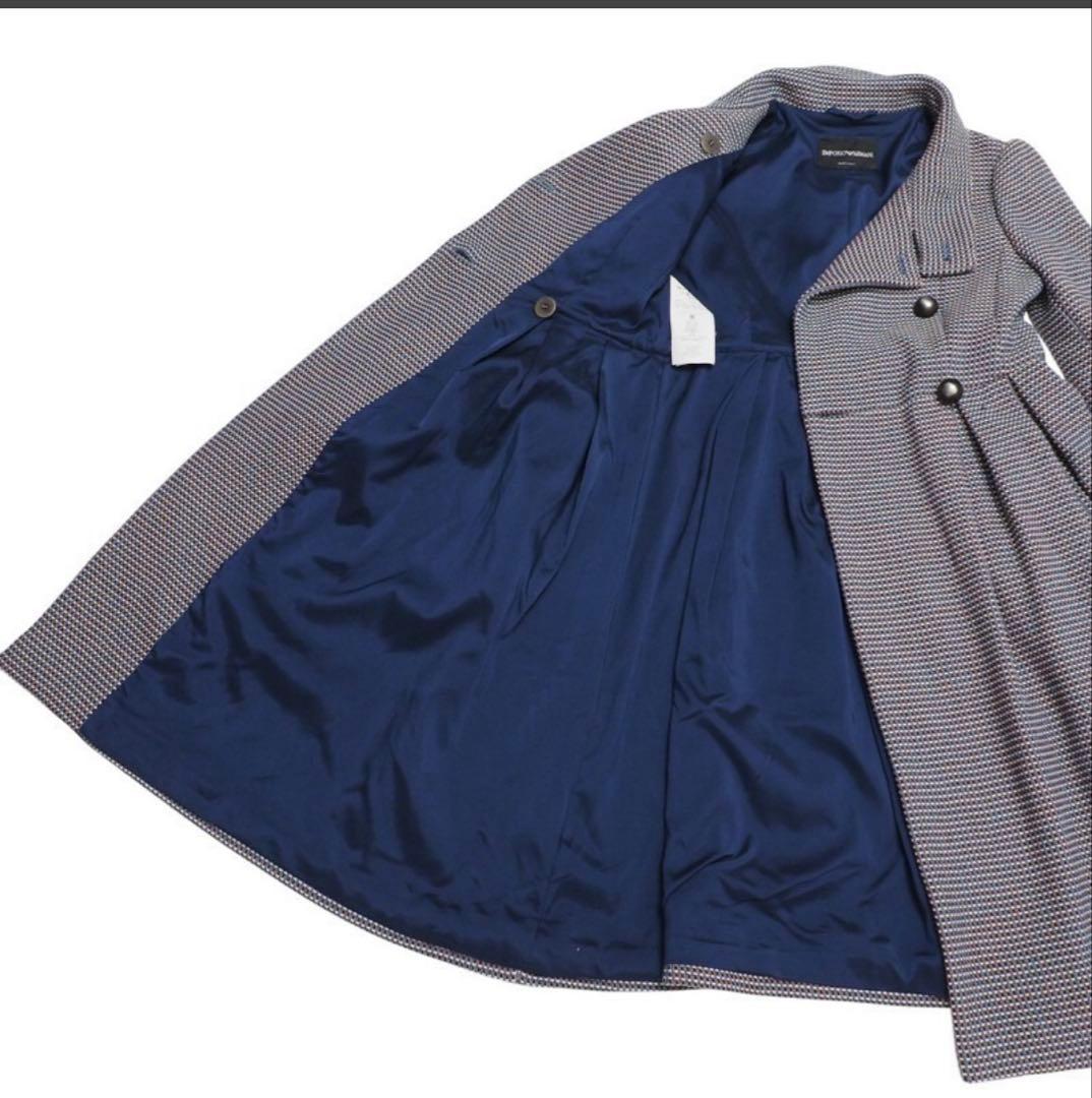 EMPORIO ARMANI 美ラインツイード風コート ロング　38 襟２way