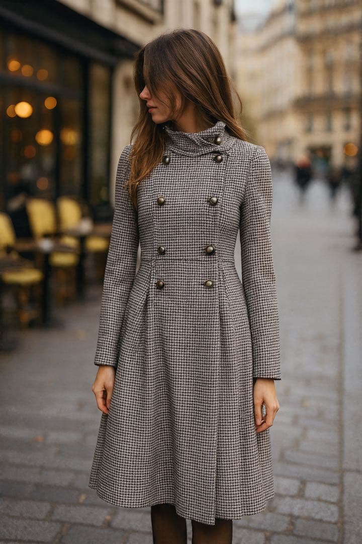 EMPORIO ARMANI 美ラインツイード風コート ロング　38 襟２way