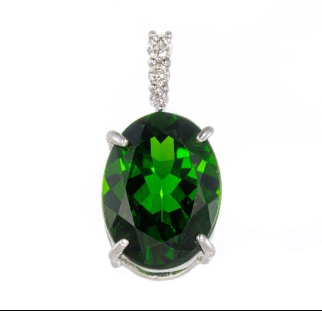 PT900クロムダイオプサイド ダイヤ ペンダントトップ ピアスSet