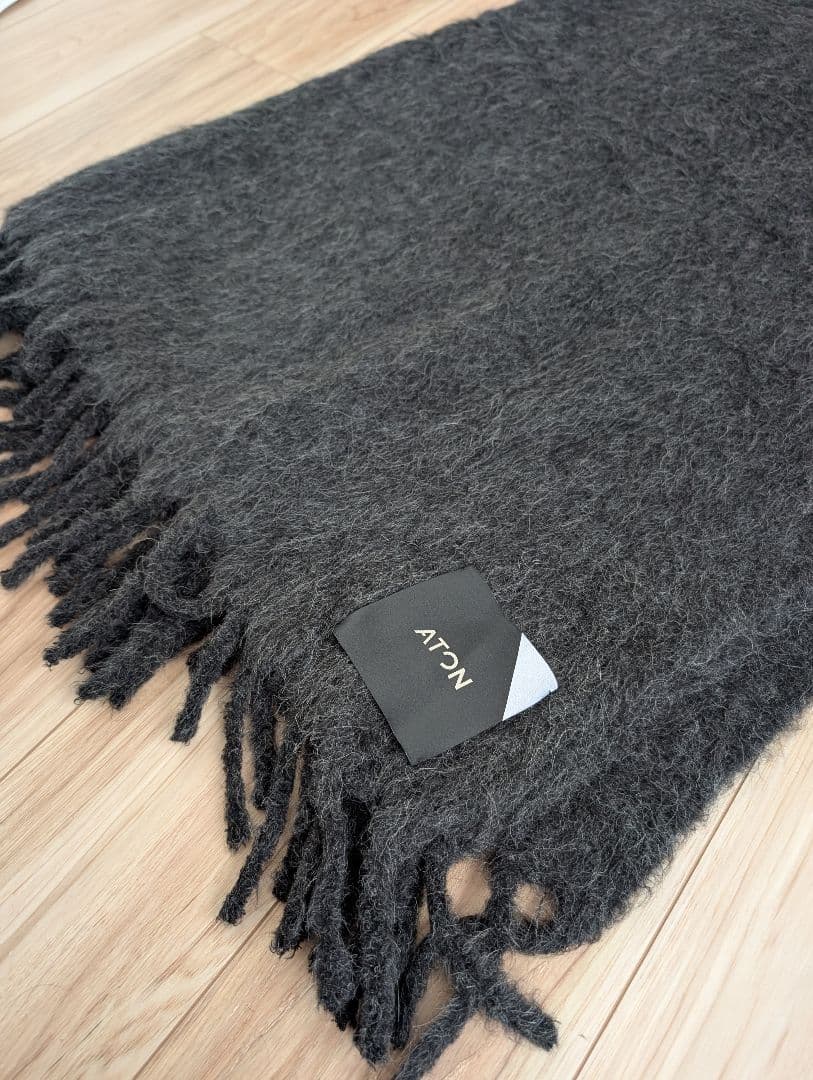 ATON BABY ALPACA ビッグスカーフ - チャコールグレー