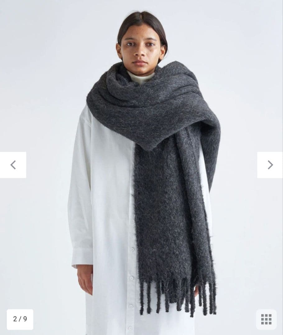 ATON BABY ALPACA ビッグスカーフ - チャコールグレー