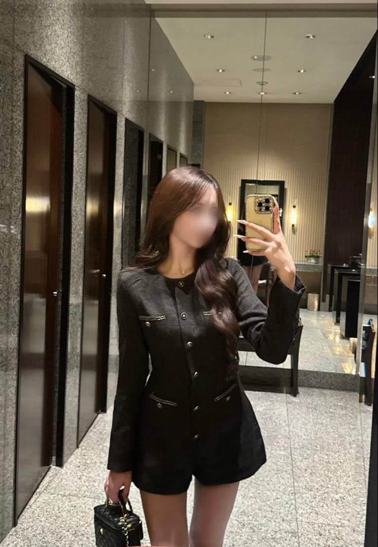 チェーンディテールブラックオールインワン KR30012