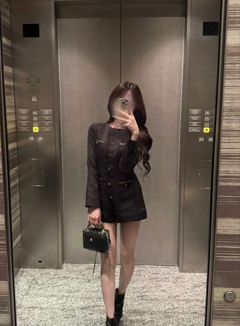 チェーンディテールブラックオールインワン KR30012