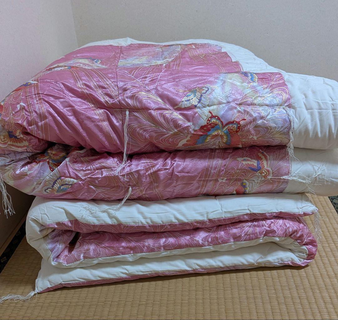 ◆年始セール◆婚礼ぶとん②　年代物　掛け敷きセット　ピンク　蝶々