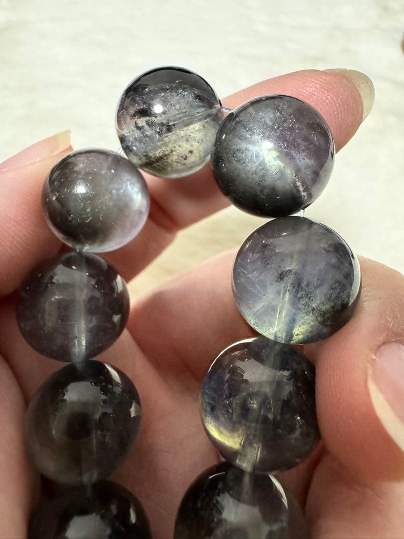 超高品 稀少 ブラックフラッシュ アクアマリン ブレスレット 運気UP