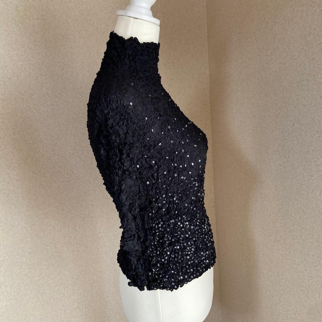 新品未使用　ISSEY MIYAKE 長袖トップス サイズ2 ブラック　ドット