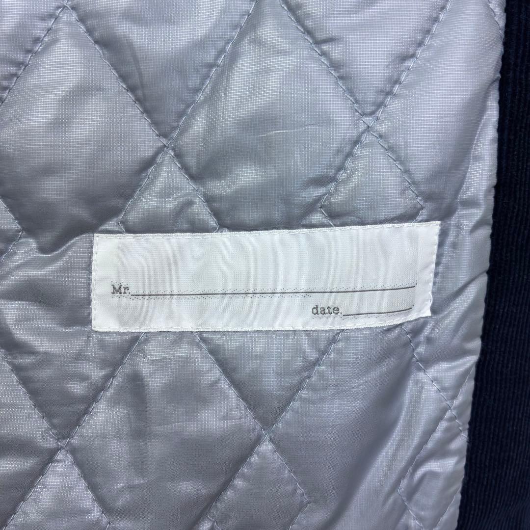 美品　トムブラウン　袖レザー　ビッグロゴ　コーデュロイ　スタジャン　M　紺　白