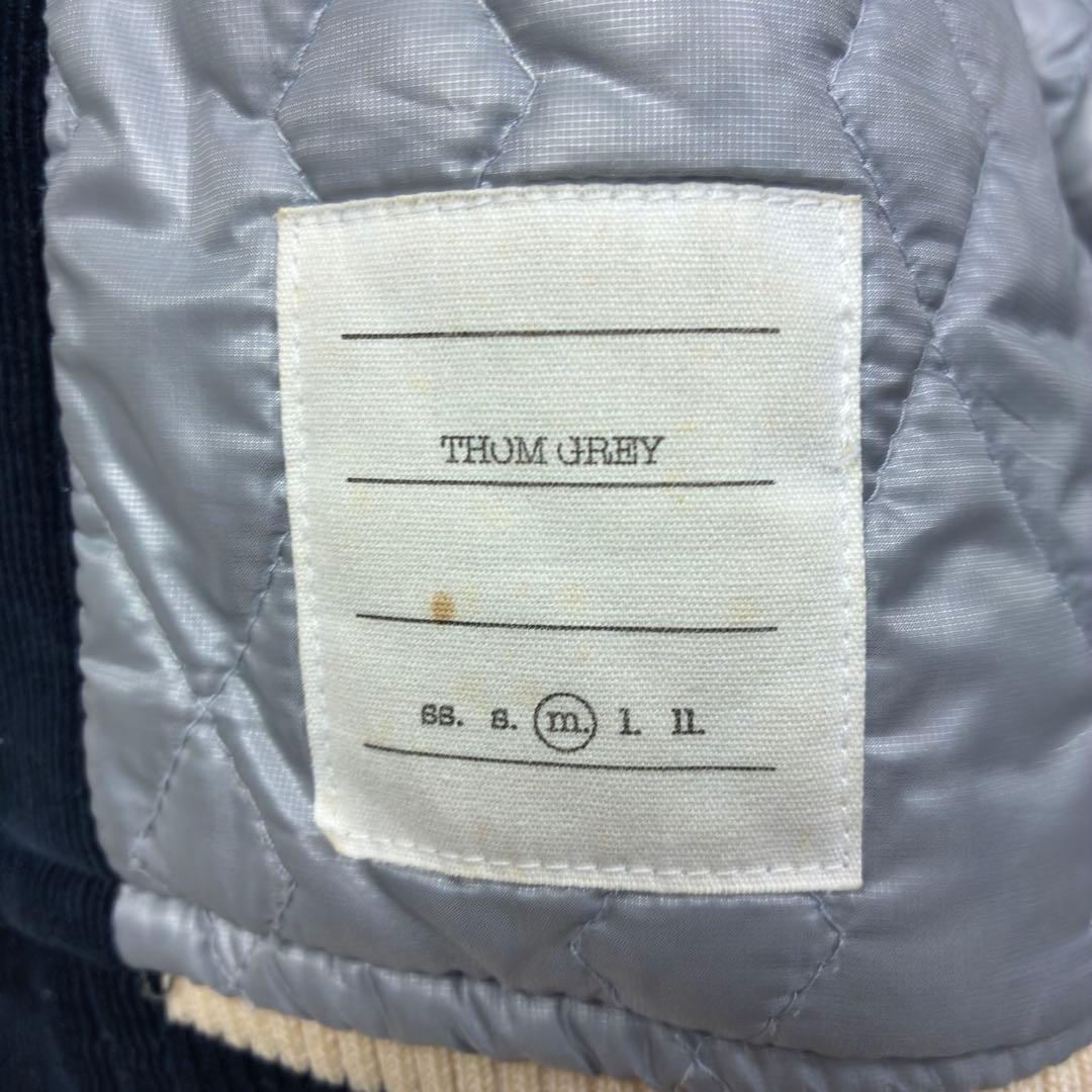 美品　トムブラウン　袖レザー　ビッグロゴ　コーデュロイ　スタジャン　M　紺　白