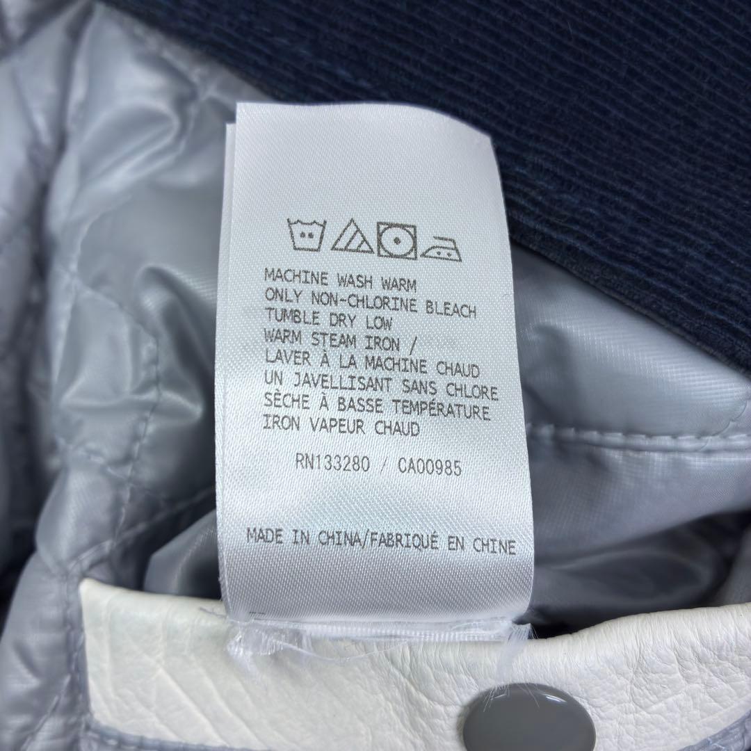 美品　トムブラウン　袖レザー　ビッグロゴ　コーデュロイ　スタジャン　M　紺　白