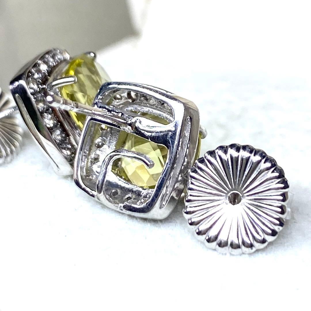 ⑬美品☆SILVER925☆レモンクォーツのクラシカルなピアス☆WGカラー