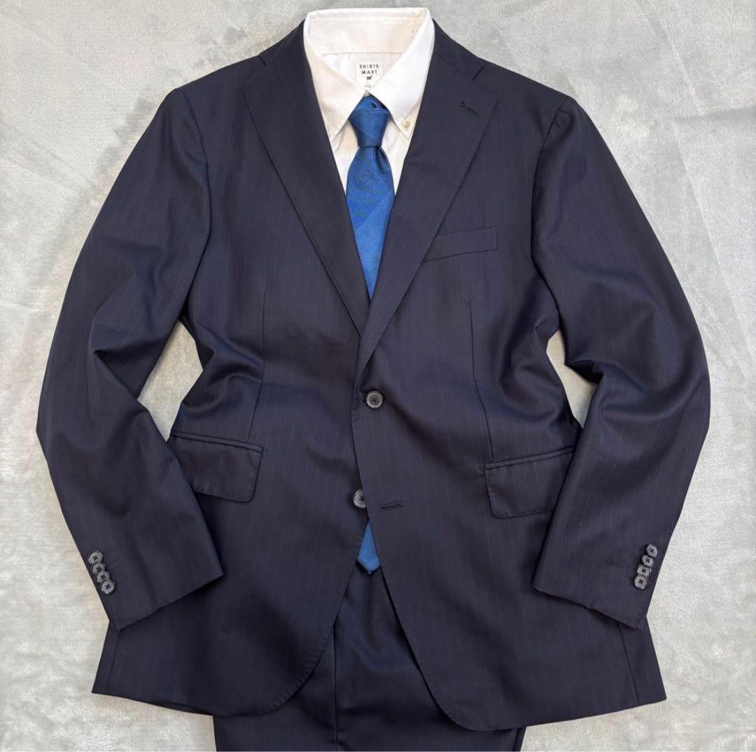 美品✨TAGLIATORE ×カノニコ セットアップスーツ 48 ネイビー 2B