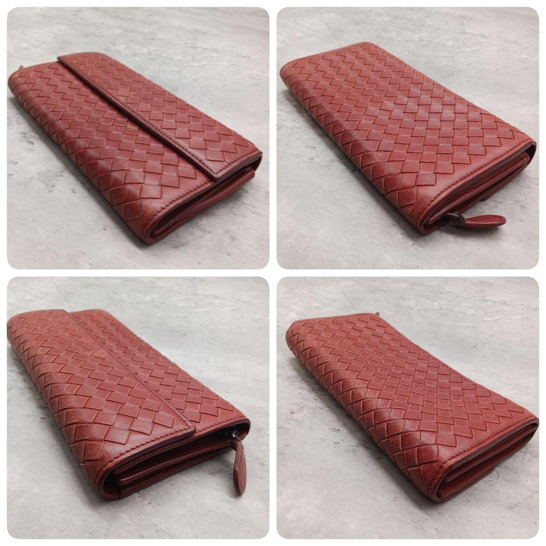 美品✨ ボッテガヴェネタ イントレチャート ラウンドファスナー 長財布 ブラウン