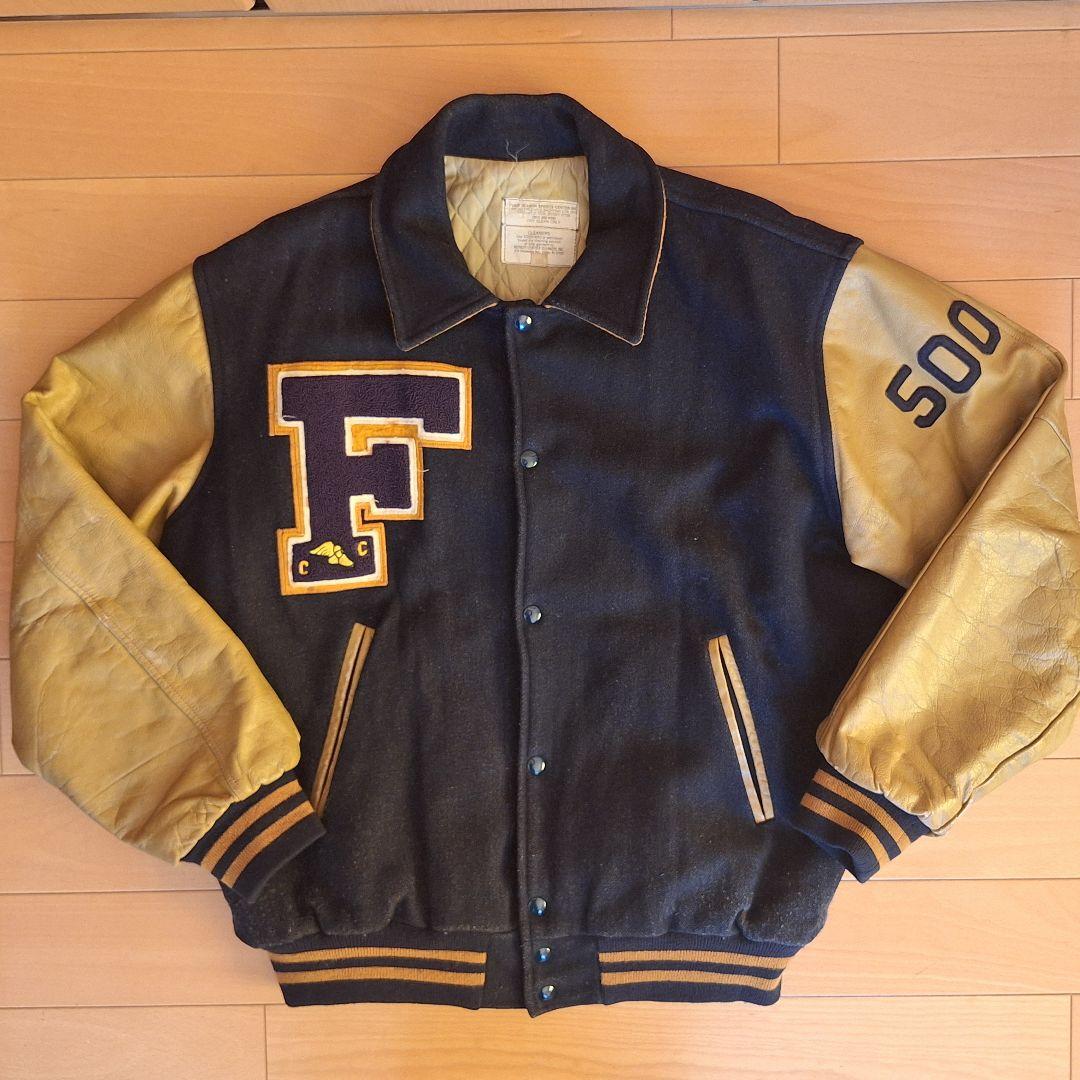 スタジャン 90s ビンテージ usa製 ウイングフット ザガラワッペン 袖革！