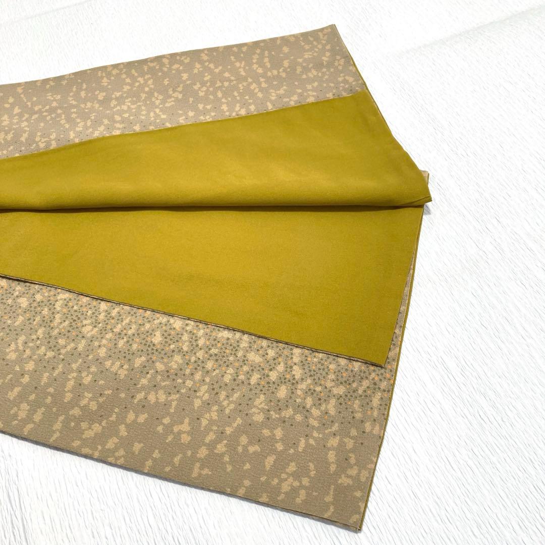 【美品✨】東レシルック　洗える着物　小紋　水玉　霰調　桑染色　手縫い仕立て　H1