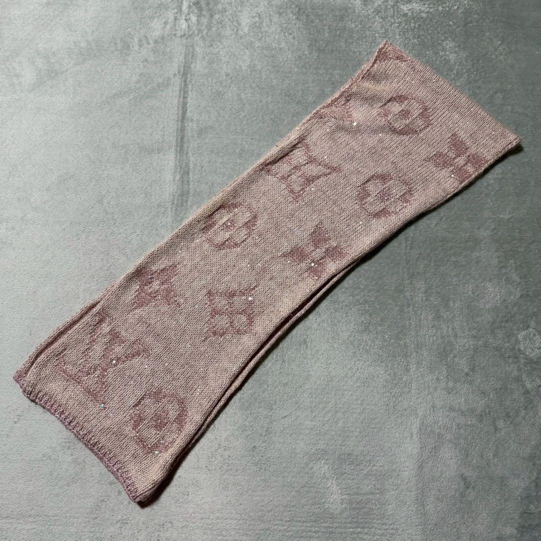 ルイヴィトン エシャルプ モノグラム グリッター スパンコール マフラー ピンク