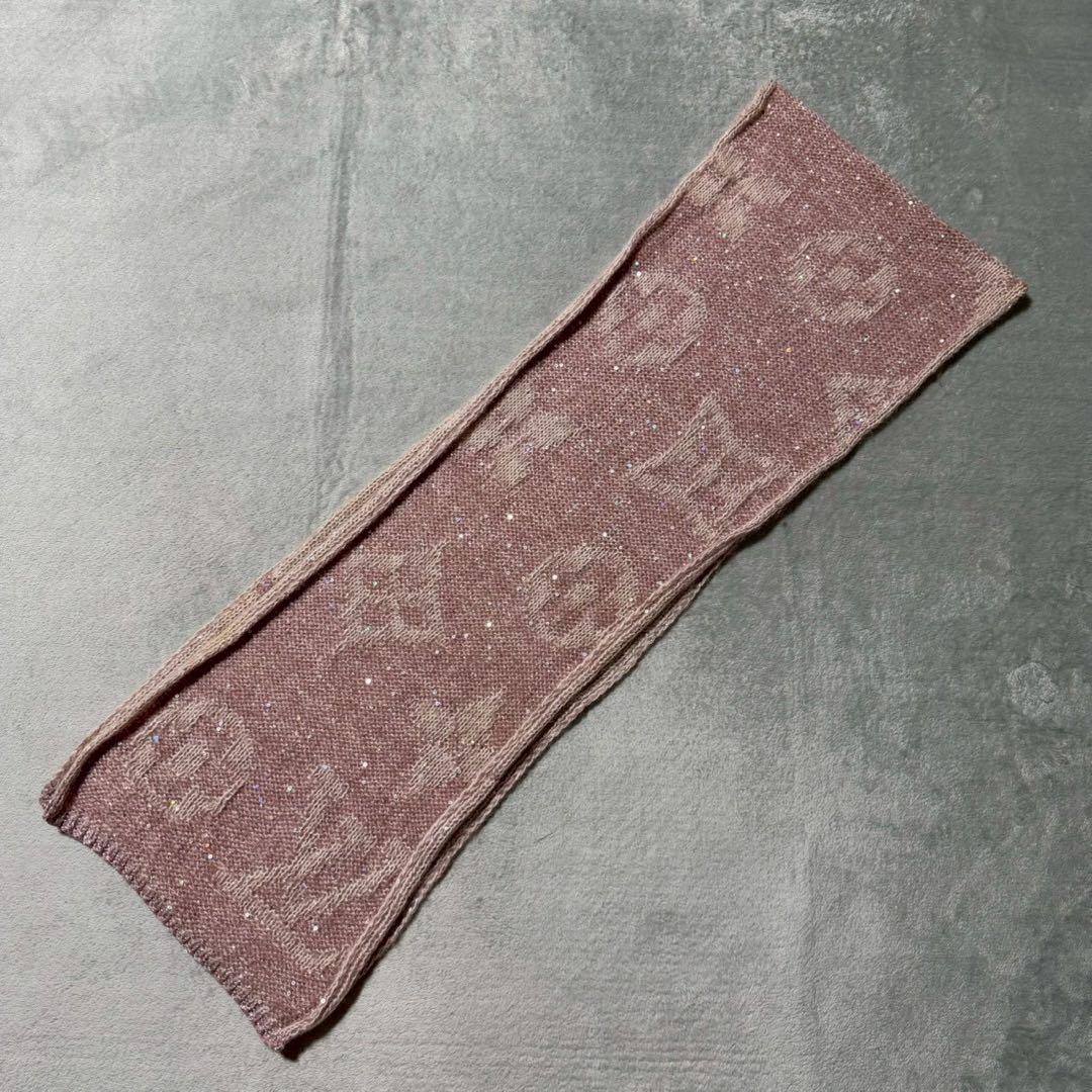 ルイヴィトン エシャルプ モノグラム グリッター スパンコール マフラー ピンク