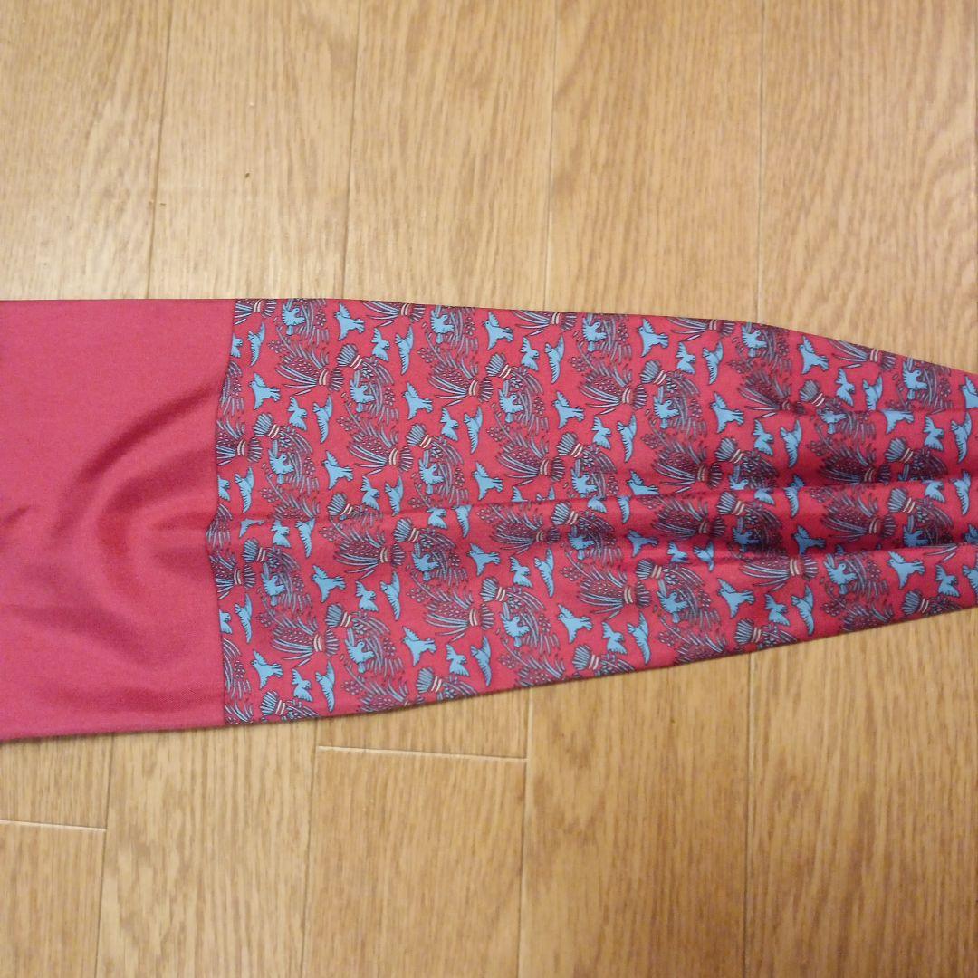 HERMES シルクアスコットタイ　メンズ 　赤青柄