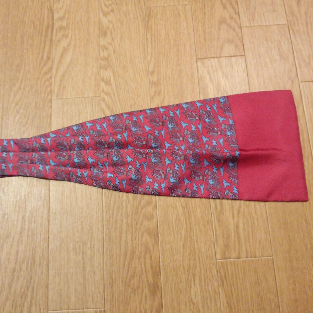 HERMES シルクアスコットタイ　メンズ 　赤青柄