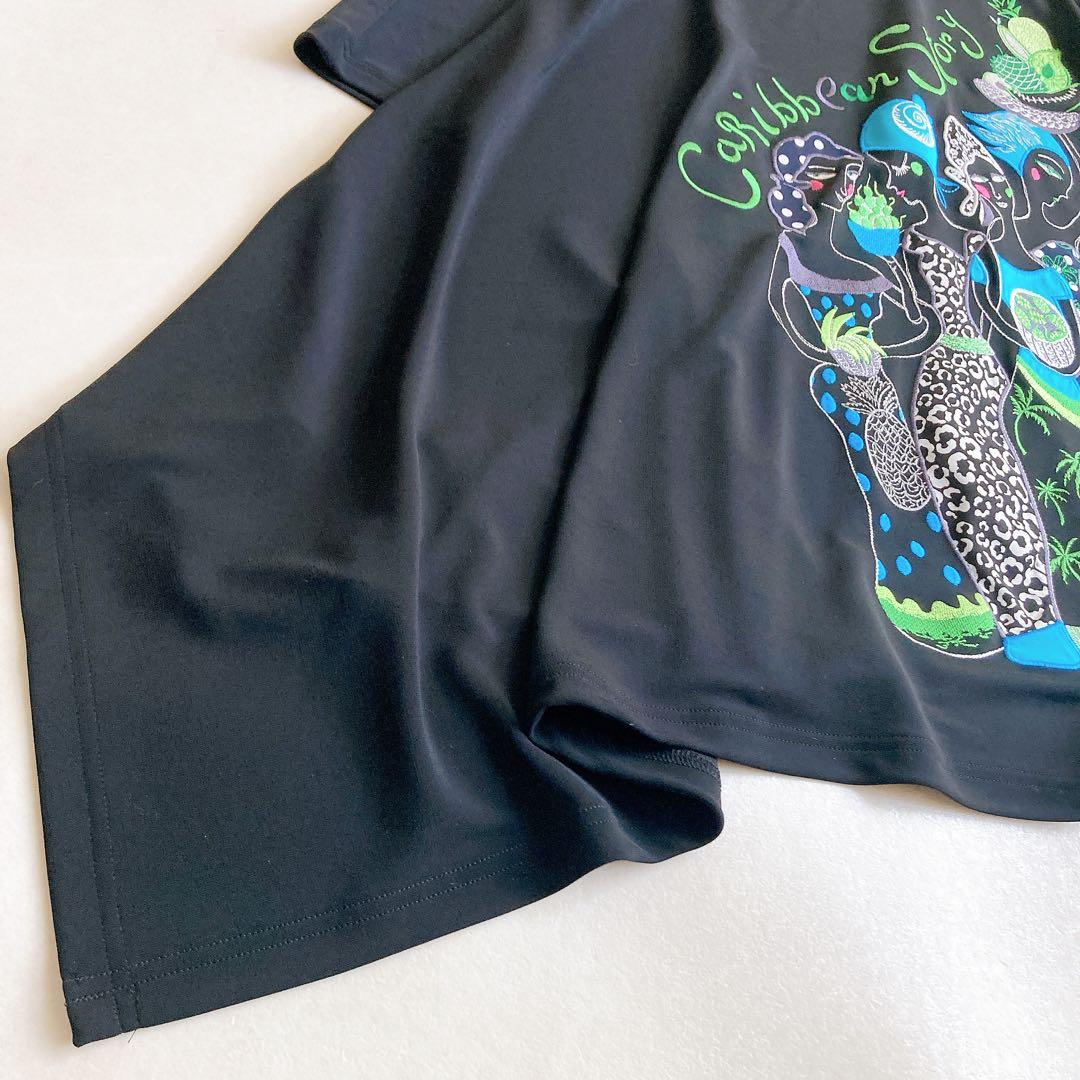 トクコプルミエヴォル エスニック柄 ゆったり 変形チュニックワンピース 刺繍 黒