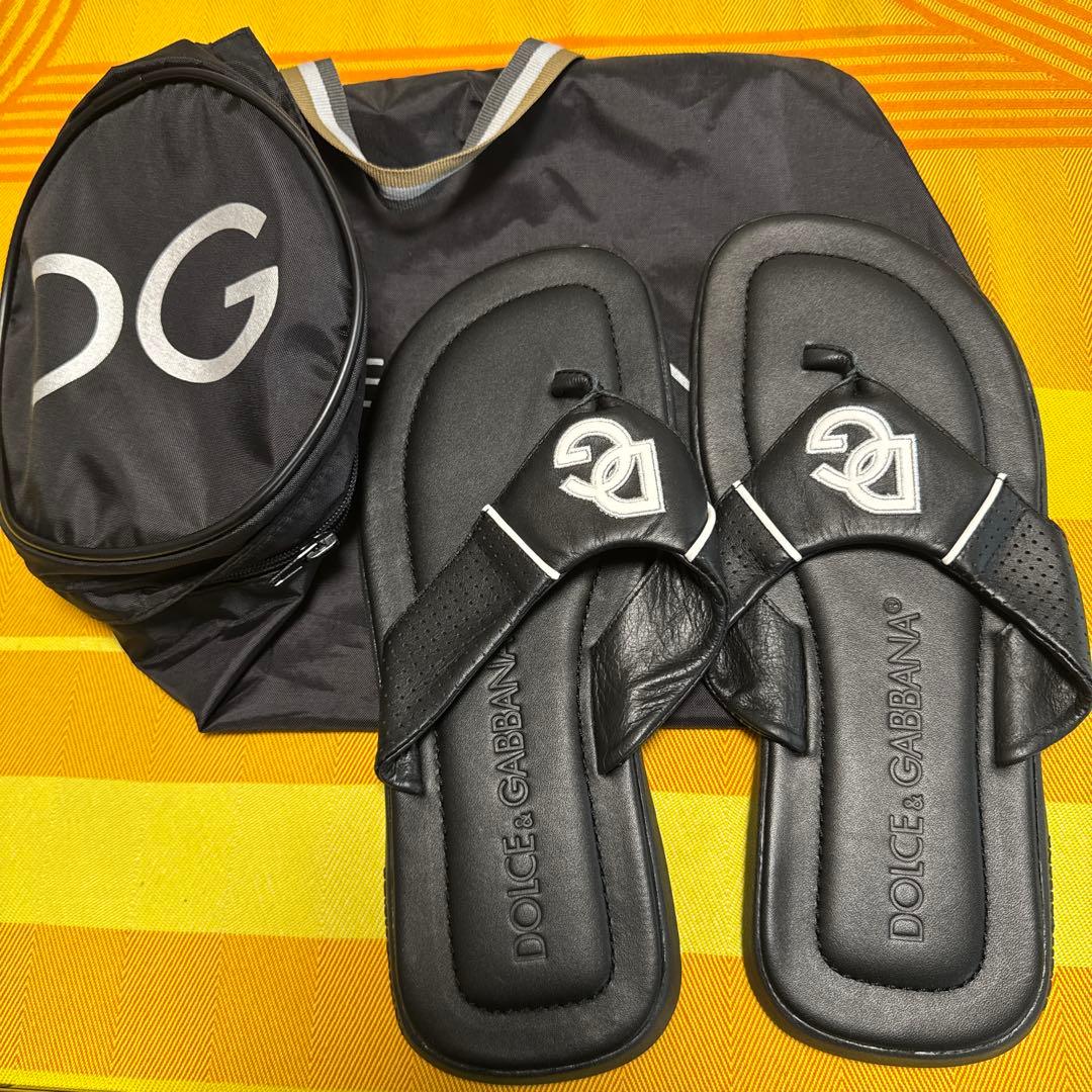 DOLCE & GABBANA ブラックトングサンダル 収納バッグ付き