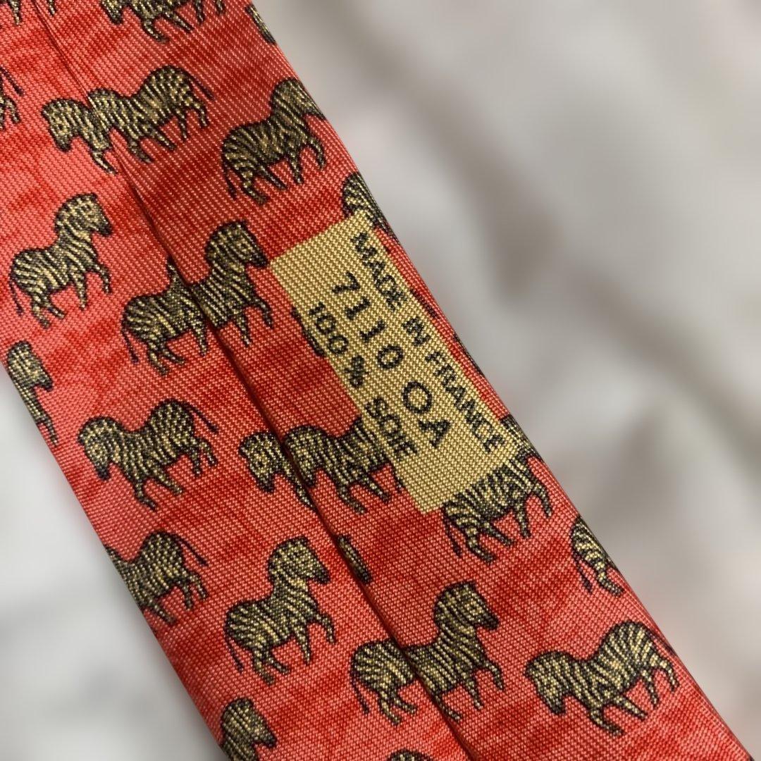 HERMES シマウマ柄 シルクネクタイ