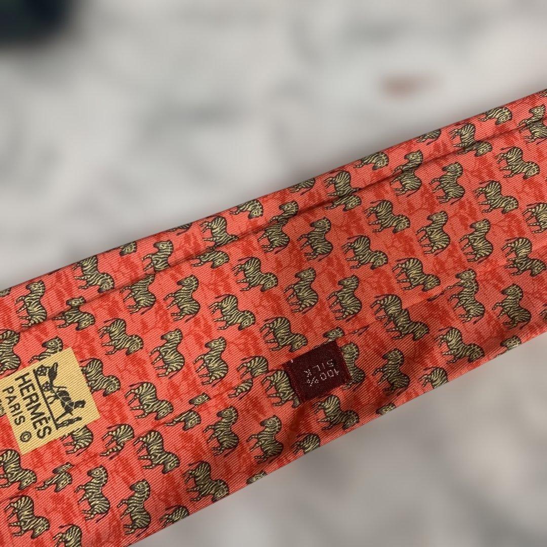 HERMES シマウマ柄 シルクネクタイ