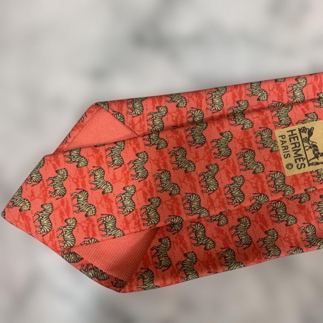 HERMES シマウマ柄 シルクネクタイ