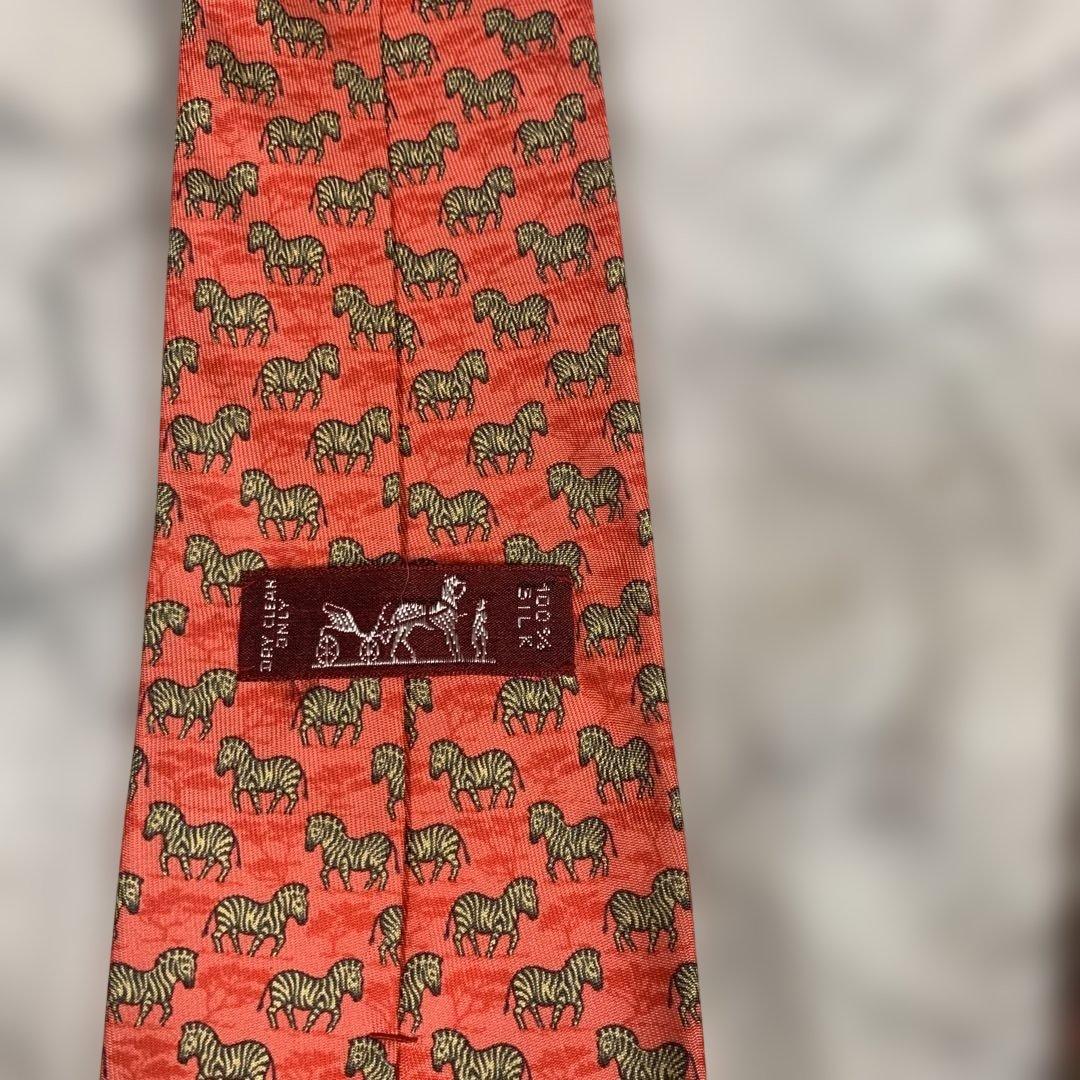 HERMES シマウマ柄 シルクネクタイ
