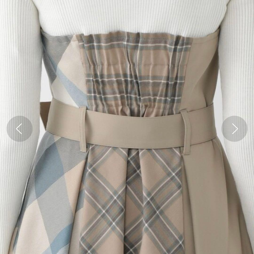 美品 ブルーレーベル クレストブリッジ ニットコンビワンピース ベージュ 春秋冬