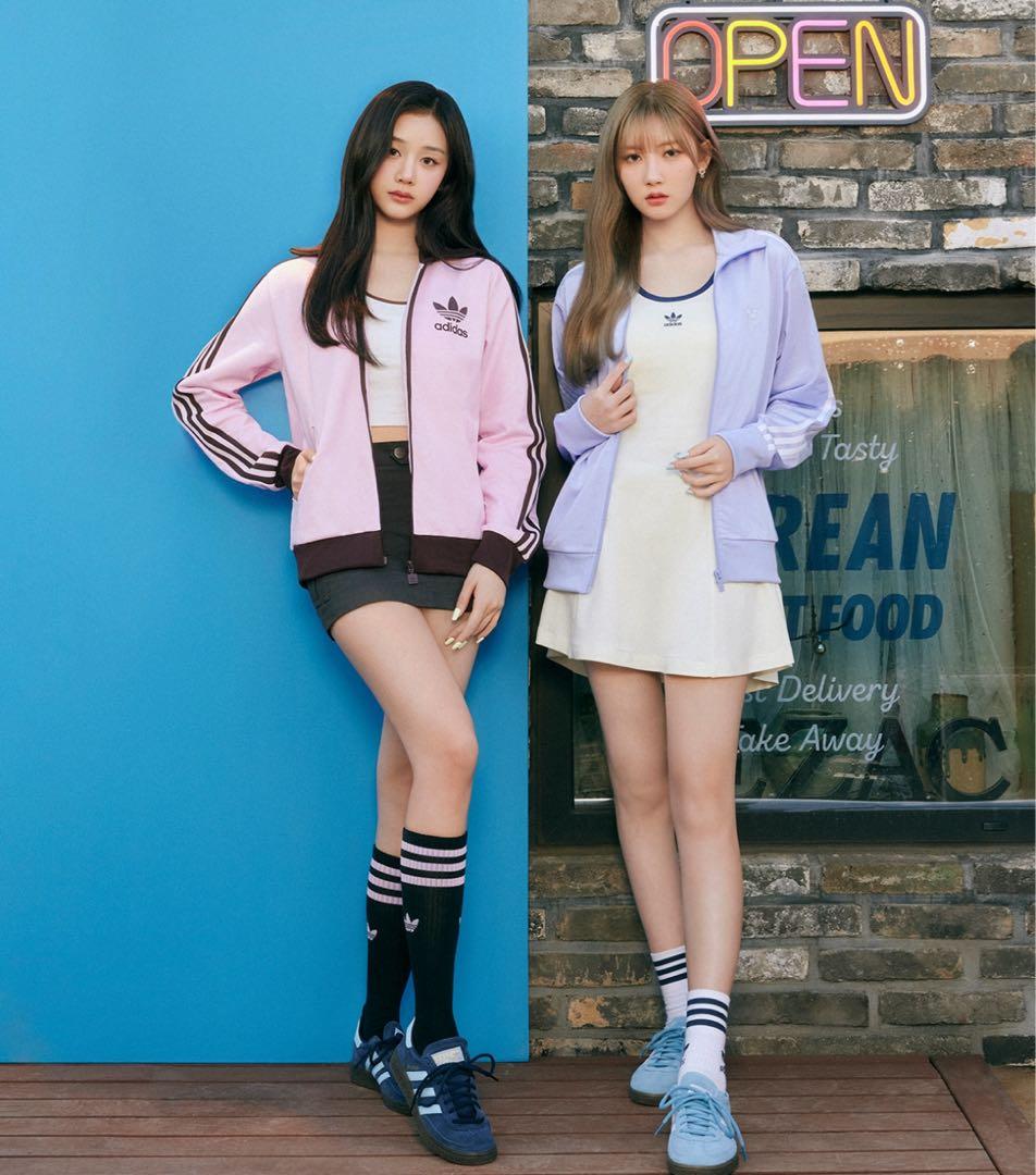 韓国限定⭐️新品S adidas トラックジャケット 刺繍ロゴ ピンク×ブラウン