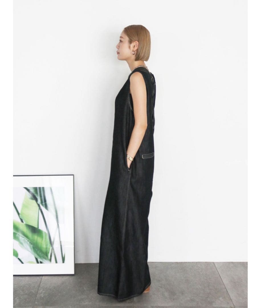 デニム ノースリーブ　オールインワン