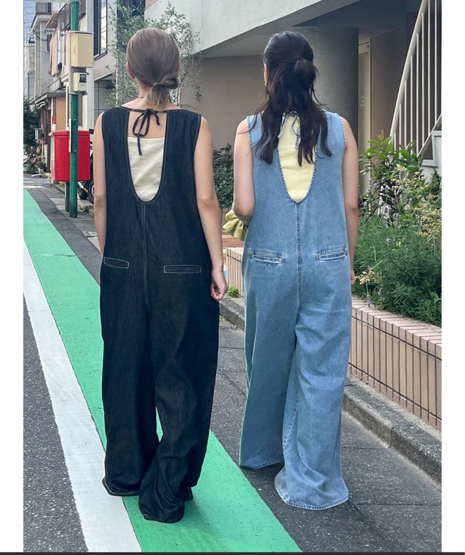 デニム ノースリーブ　オールインワン